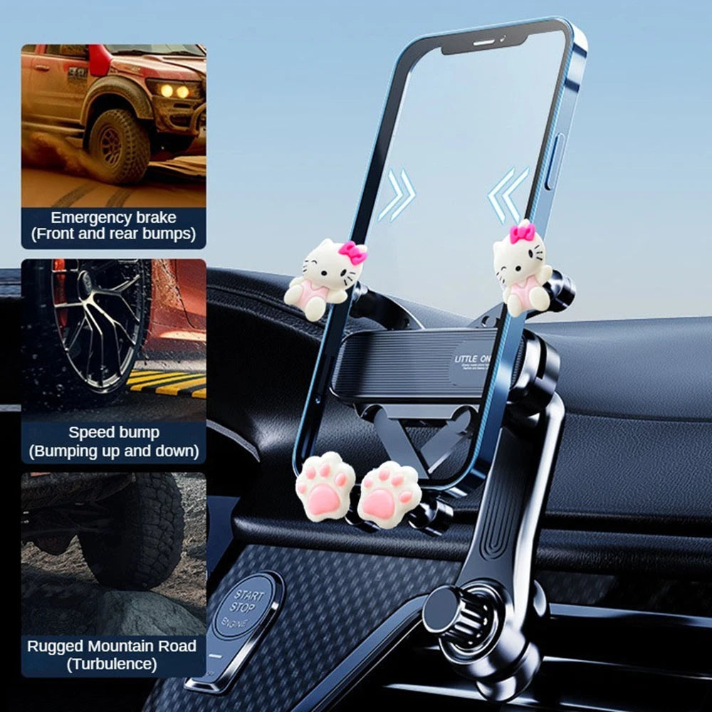 Hello Kitty Gravity Car Phone Holder | Universal Air Vent Mount for 4.7–7 inch Phones